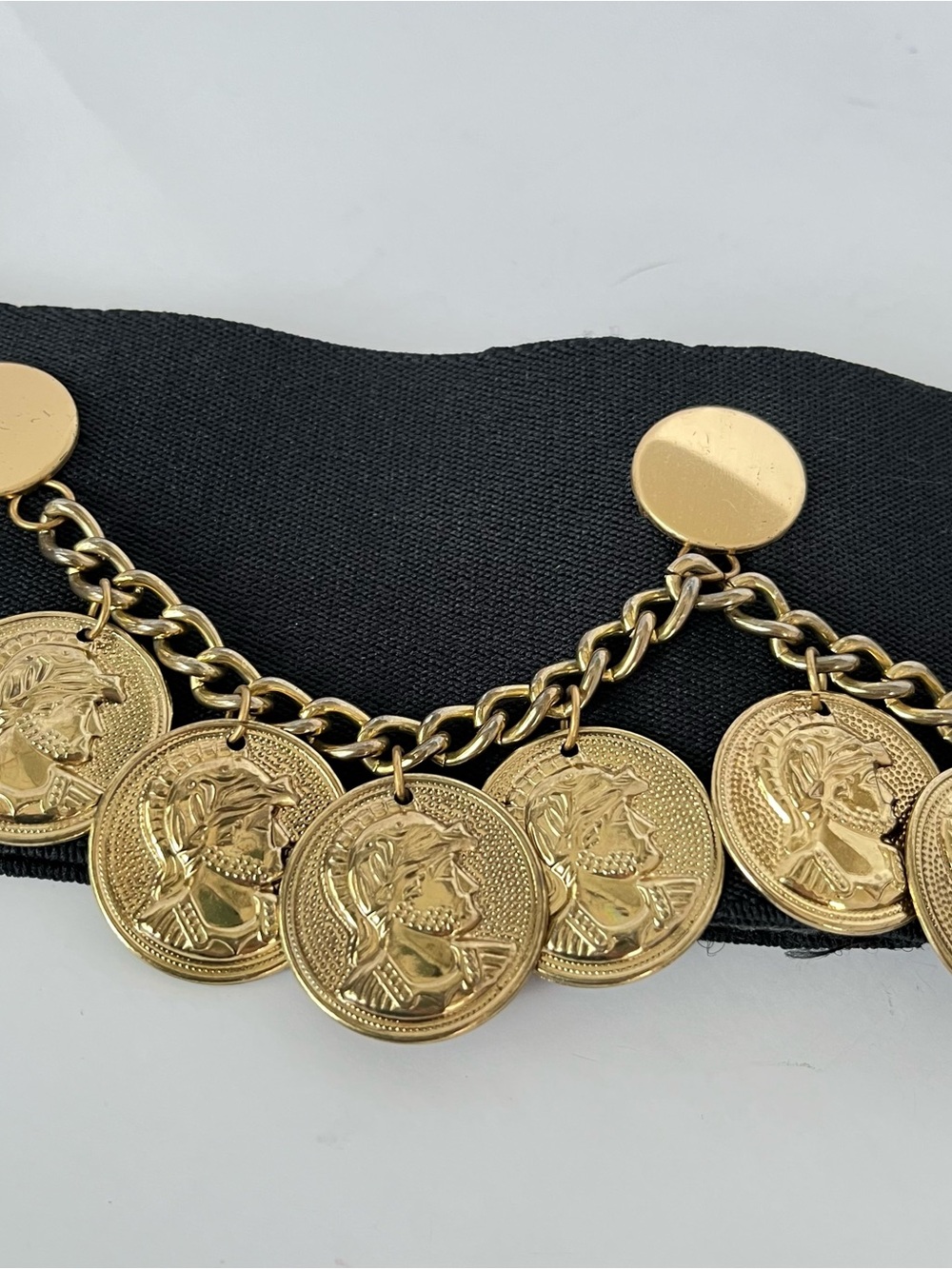 Vintage Coin Black Wide Elastic Cinch Belt Womens S/M Retro - Picture 4 of 7